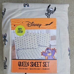 4-pc Disney Lilo Stitch Halloween Queen Size ALL COTTON Sheet Set ALL COTTON